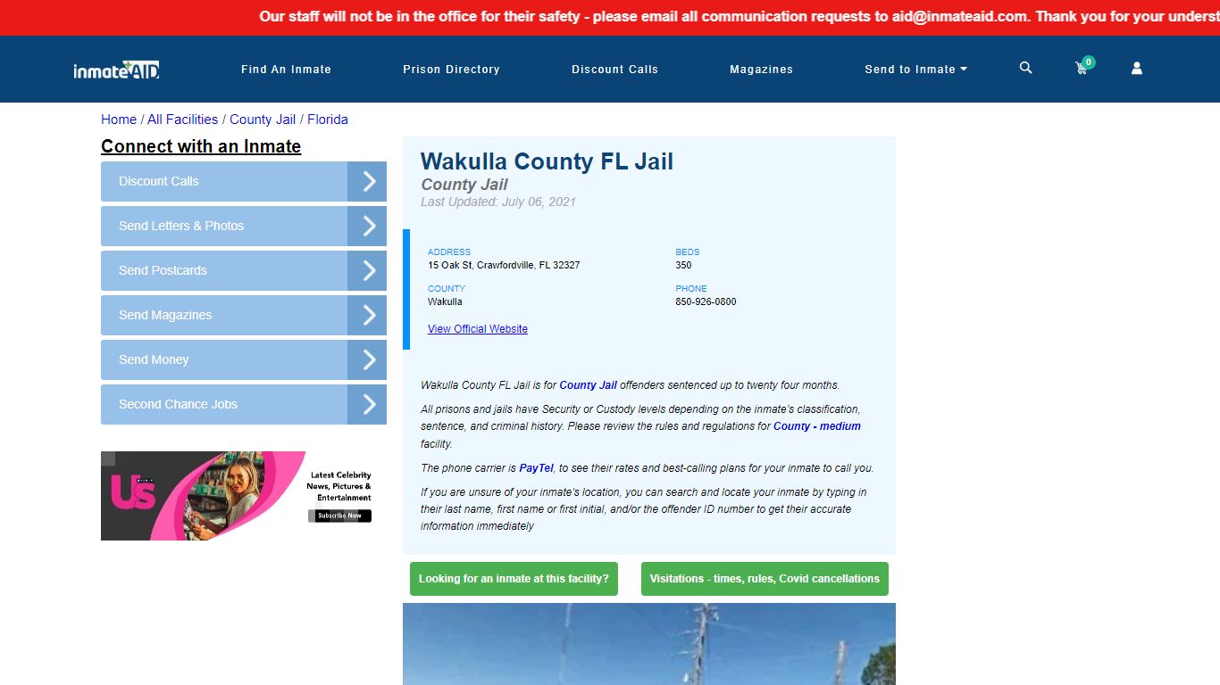 Wakulla County FL Jail - Inmate Locator - Crawfordville, FL