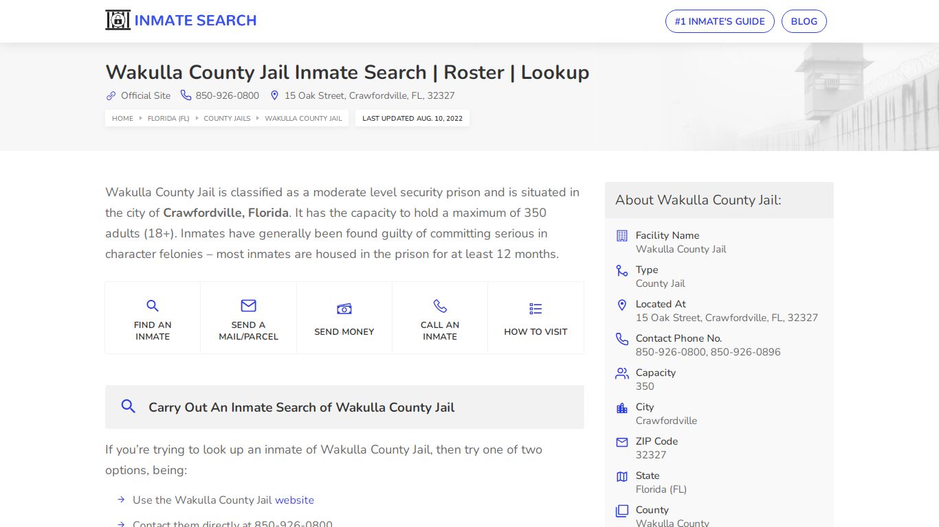 Wakulla County Jail Inmate Search | Roster | Lookup