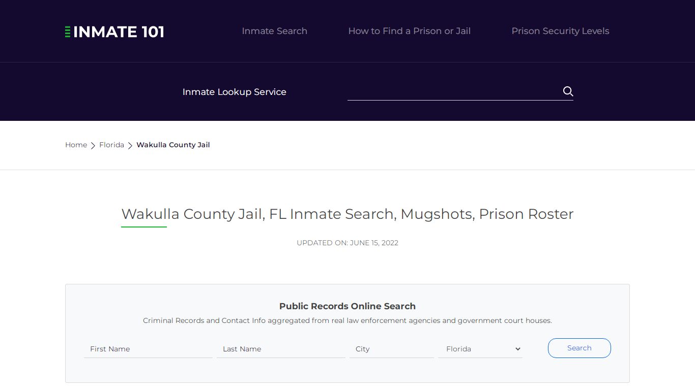 Wakulla County Jail, FL Inmate Search, Mugshots, Prison ...